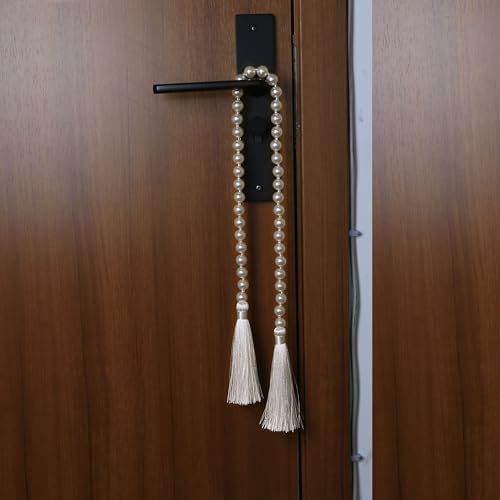 34 Inch Pearl Glass Bead Garland with Tassels-White, 2 Pack - Image 6