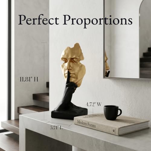 Thinker Statue, Gold Resin Face Sculpture for Office Shelf Decor - Image 4