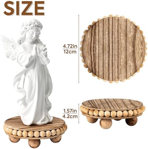 HouseJoy 2pcs Wood Risers for Display, Round Stand for Distressed Decor - Image 2