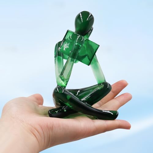 Reading Women Statue, Translucent Green Resin Thinker Sculptures, Abstract Art Ornament, Modern Aesthetic Figurine Decoration for Home Living Room Bedroom Office Shelf Table Desk Bookshelf Decor - Image 5