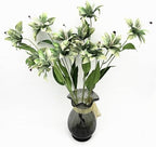 Artificial Silk Flowers Fake Lily Flower Long Stems Stargazer Lilies 4 Pack, Faux Tiger Bouquets with Full Bloom Floral Real Touch Plants for Home Kitchen Decor Wedding Party Hotel Decoration - Green - Image 2