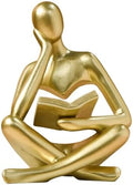 Gold Reading Women Statue, Thinker Sculptures, Abstract Art Ornament, Modern Aesthetic Figurine Decoration, Suitable for Home Living Room Bedroom Office Shelf Table Desk Bookshelf Decor (Gold Left) by Jinkoozz