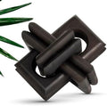 Boho Wooden Chain Links Decorative Object for Coffee Table & Shelf | Handmade Mango Wood Knot Sculpture | Rustic Modern Arch Décor for Living Room, Entryway, Console,Office Home Accent (Black) by ANONYO