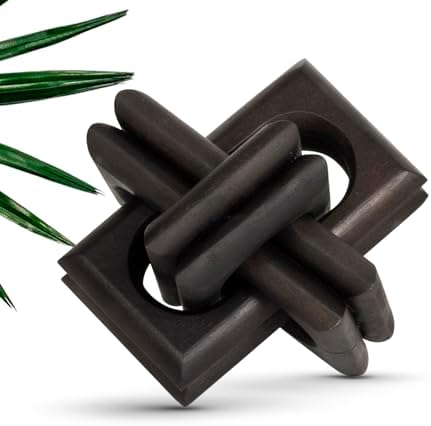 Boho Wooden Chain Links Decorative Object for Coffee Table & Shelf | Handmade Mango Wood Knot Sculpture | Rustic Modern Arch Décor for Living Room, Entryway, Console,Office Home Accent (Black) by ANONYO
