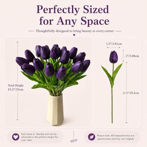 Mandy's 20pcs Artificial Dark Purple Tulips - Image 3