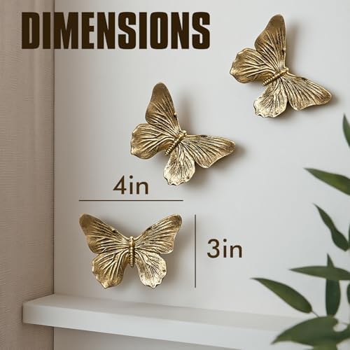 GUSFREUD 3D Butterfly Wall Decor Set – Resin Wall Decor for Living Room, Bedroom, Bathroom, Dining Room, Outdoor and Gallery Walls - Antique Copper - Set of 3 - Image 2