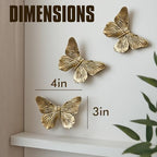 GUSFREUD 3D Butterfly Wall Decor Set – Resin Wall Decor for Living Room, Bedroom, Bathroom, Dining Room, Outdoor and Gallery Walls - Antique Copper - Set of 3 - Image 2