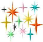Blulu 12 Pcs Mid Century Modern Decoration Mcm Retro 3D Starburst Art Wall Sculpture, Plastic 8 Pointed Atomic Star Vintage Celestial Whimsigoth Accent for Home Office Room Decor(Retro) - Image 2