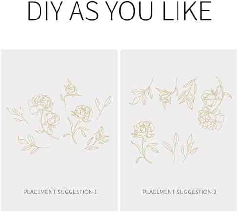 Gold Metallic Wall Decals Peel and Stick Large Floral Sketch Minimal Line Transfer Stickers for Wall-Mounted Mirror Decor Living Room Adult Gifts for Mom, Rose - Image 4