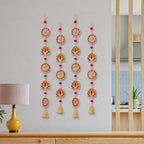ZIG ZAG Pack of 4 Handmade Lotus Wall and Door Hangings with Bells, 36 Inches Long, 3.5-Inch Lotus Width, Pink and Gold Decorative Hangings for Home, Pooja, Wedding and Festivals by Unknown
