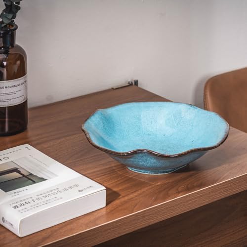 8" Fruit Bowl for Kitchen Counter Decor,Lotus Leaf Shape Ceramic Decorative Bowl,Key Bowl for Entryway Table Modern Home Decor - Image 6