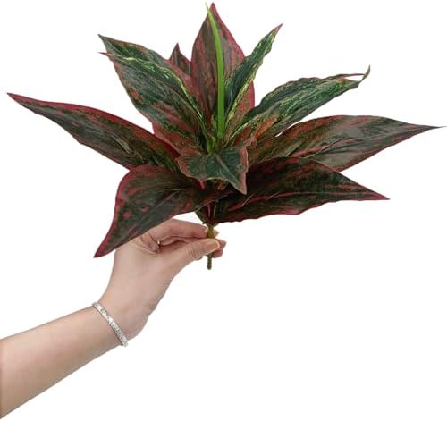 CATTREE Artificial Outdoor Plants, Fake Agave Shrubs Faux Grass Plastic Leaves Greenery Bushes Plant for Home Decor Garden Wedding Party Decorations Indoor Yard UV Resistant Planter Filler Red 4 Pack - Image 3