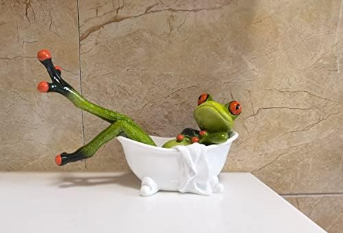 VVGIFTS Frog Figurines Cute Craft Resin Frog Statue for Home Bathroom Decor - Image 2