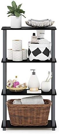 Furinno TURN-S-TUBE Storage Shelves, 4-Tier Book Shelf, Corner Shelf, Toolless Open Shelves, for Organization and Storage, Living Room, Garage, Home Office, Black - Image 4