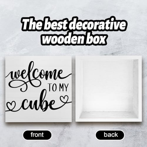 Funny Office Cubicle Desk Decor Wooden Sign, Funny Cubical Accessories Office Decoration for Work Women Men, Gifts for Coworker Colleague Boss, Welcome To My Cube（5x5 inches） - Image 3