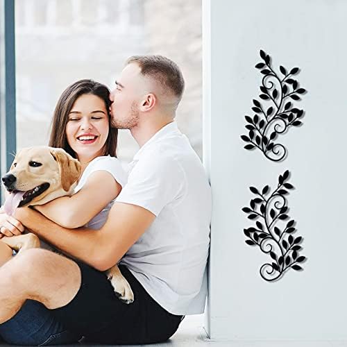 ESTART 2 Pcs Metal Tree Leaf Wall Art Vine Branch Decor, Black - Image 3