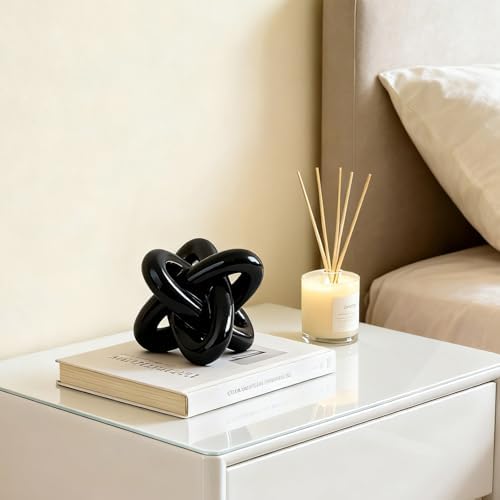 Black Knot Sculpture, Triple Knot Statue, Black Home Decor, Perfect for accenting Rustic-Style Coffee Tables, Living Room TV Stands, Dining Tables, and entryway Shelves. - Image 4