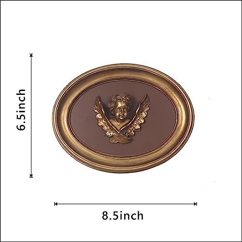 S-MANTIS Vintage Wall Sculpture, Antique Pediment, Hallway Wall Art, Hand Painted Wall Decoration With Intricate Cherub Wings Centerpiece, Gallery, Unique Gift (Antique Gold- Cherub) - Image 2