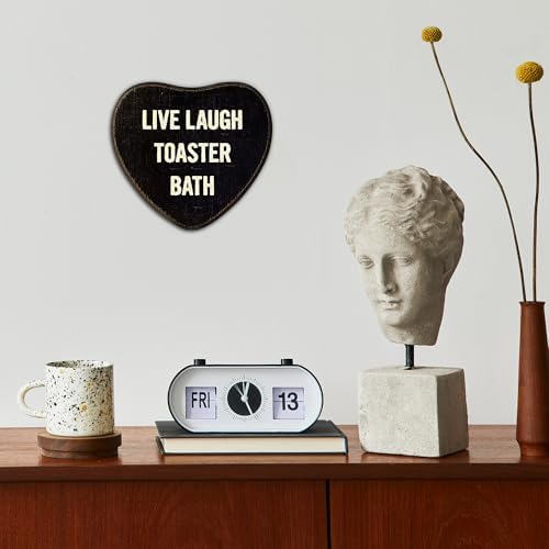 Gothic Wall Decor - Live Laugh Toaster Bath - Black Heart Wooden Hanging Sign - Retro Wall Art Decor For Home Living Room Bathroom, Birthday Anniversary Housewarming Graduation Gift For Women Men -A02 - Image 3