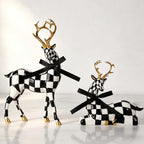WDS WONDROUS Christmas Decorations Deer Figurines Black White Table Decor - Image 6