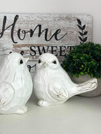 Set of 2 White Bird Decor for Home Decor, Farmhouse Bird Decor Bird Statue Sculpture - Decorative Carved Rustic Distressed Animal Bird Decor Ornaments - Collectible Bird Figurine | Spring - Image 4