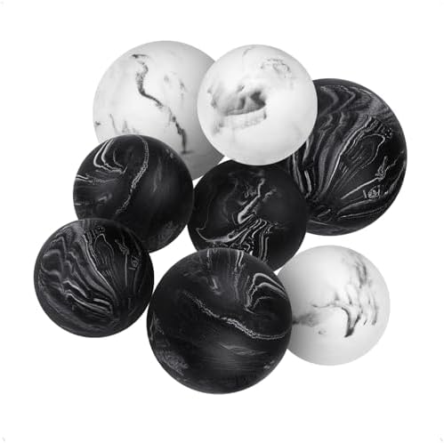 Creative Scents Black & White Small Set of 8 Marble Look Decorative Balls for Bowls – Decorative Orbs Spheres for Coffee Table Centerpiece, Dining Table, Living Room - Modern Bowl Fillers for Home by CreativeScents