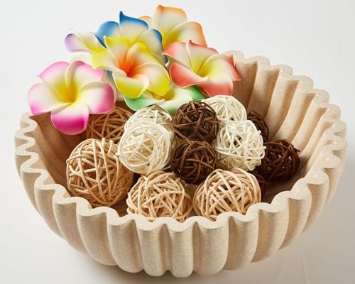 Ruffle Decor Large Decorative Bowl,fruit bowl kitchen stone bowl,bowl decor,Trendy home decor large Stylish Key Bowl for Entry Table by Unknown