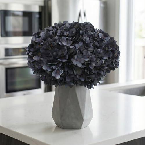 6Pcs 13" Dark Gray Hydrangea Artificial Flowers - Image 4