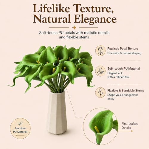 Mandy's 20pcs Green Calla Lily Artificial Flowers - Image 2