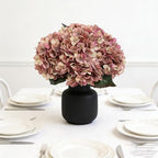 Kimura's Cabin 6pcs Fake Hydrangea Vintage Artificial Flowers, Fall Pink - Image 3