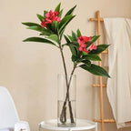 XIYUAN 35.5 Inch Artificial Frangipani Flower 2 Pack Lifelike Real Touch Artificial Plumeria Flowers,for Home Vase Garden Decoration Party Wedding Bouquet (Red) - Image 5