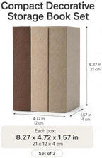 DECOR4SEASON Modern Linen and Wood Decorative Faux Book Boxes Set of 3, 8" - Image 2