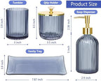 Haturi Glass Bathroom Accessories Set, Blue Bathroom Set, 4 Pcs - Image 5