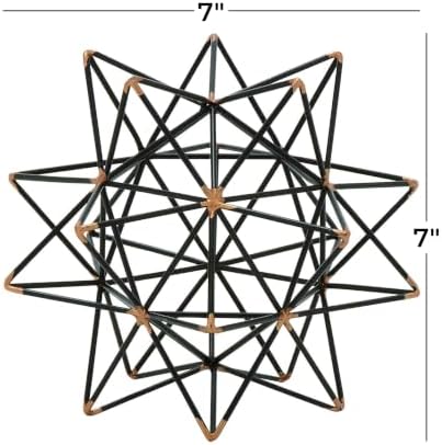 Deco 79 Metal Geometric Decorative Sculpture Home Decor Statue with Gold Accents, Accent Figurine 7" x 7" x 7", Black - Image 6