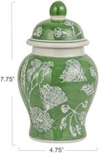 Creative Co-Op Decorative Ceramic Ginger Jar with Domed Lid, Green - Image 2