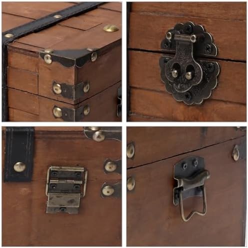 Vintage Wooden Treasure Chest - Decorative Pirate Box,11",Brown - Image 3