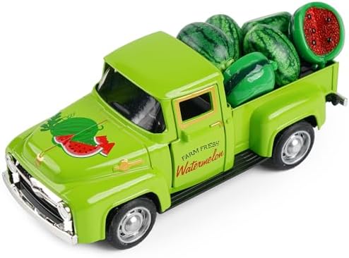 Watermelon Truck Decor, Vintage Green Pickup Truck with Farm Fresh Watermelon, Summer Farmhouse Tiered Tray Decor, Rustic Kitchen Tabletop Decorations for Home Office by Unknown