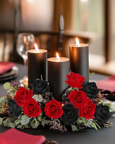 Coferset 50pcs Velvet Artificial Roses Flowers in Bulk,Black - Image 4