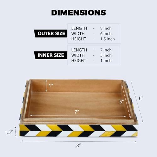 Handicrafts Home Decorative Storage Box with Lid Desk Organizer Box Office Organizer Desk Box for Storage & Shelf Decor – Handmade Resin Inlay – Yellow Marquet Artemis Collection- 6x8x1.5 - Image 2