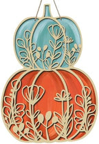 Fall Thanksgiving Pumpkin Front Door Sign, Autumn Flower Wood by Bolisom