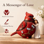 TOHLUCS Cardinal Bird Figurine with Angel, 5in Hand-Painted Resin - Image 7