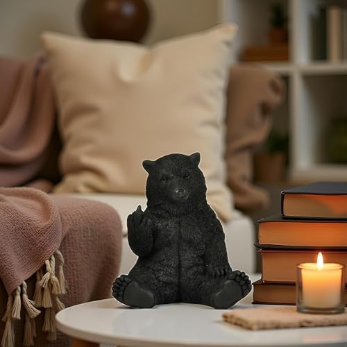 Black Bear Middle Finger Figurine – Hilarious Woodland Cabin Decor, 5" - Image 7