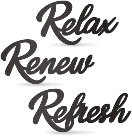 3 Pieces Bathroom Decor Black Bathroom Wall Art Relax Renew Refresh by HeavenlyWeddingsbyAngelLLC