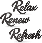 3 Pieces Bathroom Decor Black Bathroom Wall Art Relax Renew Refresh by HeavenlyWeddingsbyAngelLLC