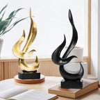 Black Fire Flame Sculpture, Art Modern Abstract Statue, Shelf Accents Decor - Image 4