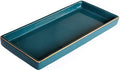 10 x 5 Ceramic Bathroom Tray for Countertop, Decorative Vanity Tray for Dresser Tops, Small Rectangular Trays for Perfume, Candle, Jewelry, Cosmetics (Green) by HANKOR