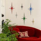 4 Pcs Star Wall Art for Home Decor Living Room Bedroom Office Metal 3D,Bling,with Hanging Hook Starburst Midcentury Sculpture Retro Gallery Accent Celestial -Gold 16.5in/9.4in - Image 2