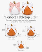 Decorative Resin Pumpkin Figurines Orange White with Bow Fall Decor Harvest - Image 3