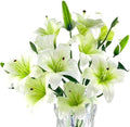 12 Artificial Lily Flowers with 9 Heads Full Bloom Lily & 3 Buds, Long Stem Artificial Stargazer Lilies, Faux Tiger Bouquets for Home Hotel Office Party Decor Table Centerpieces（White by SOFTKIDS