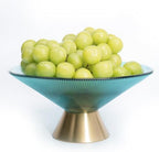 Tapered Glass Decorative Bowl (Blue), 9.8 Inches Handblown Striped Design Glass Bowl with Rust Resistant Metal Base,Decorative Fruit Bowl for Home Decor,Table Centerpiece,Kitchen Island,Dining Decor - Image 5